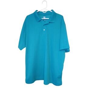 PGA TOUR Men's Golf Polo Shirt XXL Turquoise textured Short Sleeve Performance